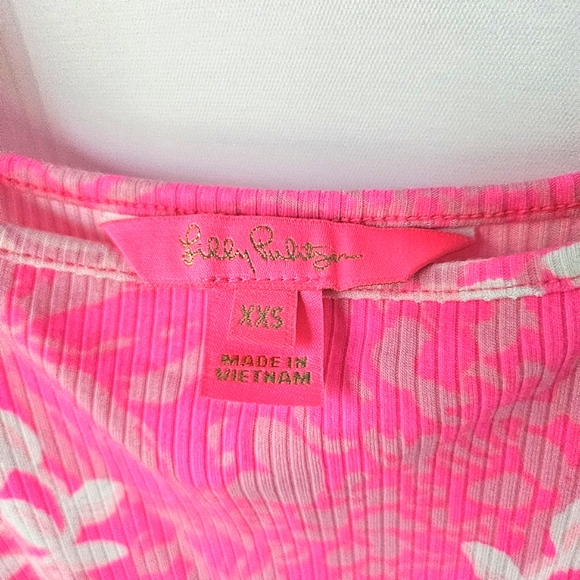 LILLY PULITZER Mick Square Neck Ribbed Dress In Roxie Pink Shadow Dancer - Picture 11 of 14